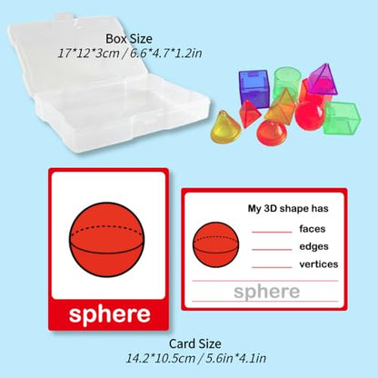 Math Task Boxes Set of 5 Math Manipulatives Themes 230+ Pieces of Number Rods, Base Ten Blocks, Ten Frame Disc Counters, Place Value Blocks, 0-9 Numbers, 3D Shapes, Activity Cards (3D Shapes) - color: 3d Shapes