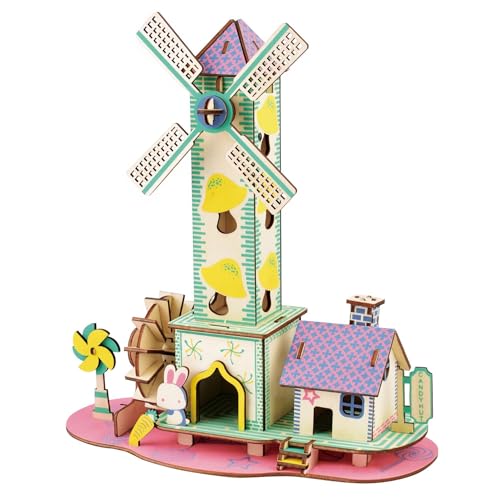 Log Cabin 3D Wooden House Puzzle,DIY Mini Building Model Kit，005 - color: 005