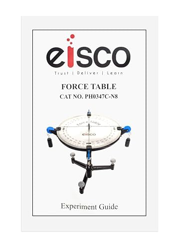 Eisco - Standard Physics Force Table, 40cm Polymer Top, Dual-Angle Measurement Scales, Heavy Cast Base, Leveling Screws, Pulleys and 250g Mass Sets for Vector and Equilibrium Experiments