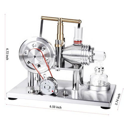 MagicTech Hot Air Stirling Engine Cylinder Electricity Power Metal Physics Assembly Model Silver JY39 - size: 6.5 x 3.74 x 4.72 Inch