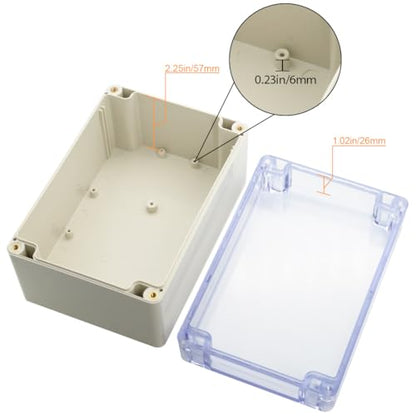 LeMotech ABS Plastic Junction Box Dustproof Waterproof IP65 Electrical Enclosure Box Universal Project Enclosure Grey with PC Transparent Clear Cover 6.3 x 4.3 x 3.5 inch(160 x110 x 90 mm) - size: 6.3"x4.3"x3.5"