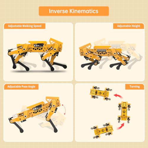 MechDog Robot Dog for Arduino Scratch Python Starter Smart Robot Kit with ESP32 AI Camera, Self Balancing Target Recognition&Tracing Open Source Bionic Quadruped Programming Science Set, Advance Kit