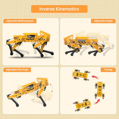 MechDog Robot Dog for Arduino Scratch Python Starter Smart Robot Kit with ESP32 AI Camera, Self Balancing Target Recognition&Tracing Open Source Bionic Quadruped Programming Science Set, Advance Kit