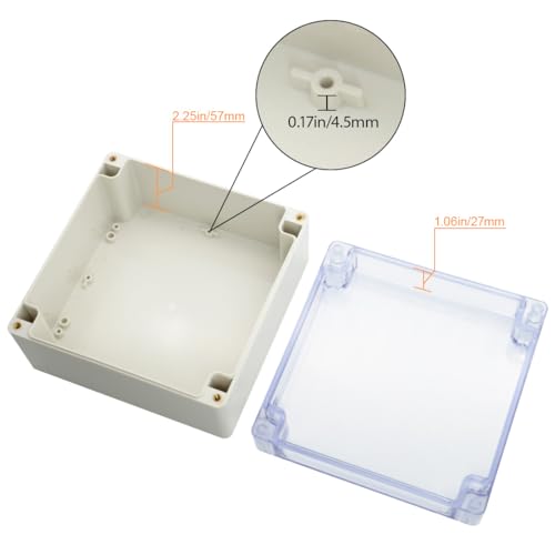 LeMotech ABS Plastic Junction Box Dustproof Waterproof IP65 Electrical Enclosure Box Universal Project Enclosure Grey with PC Transparent Clear Cover6.3 x6.3 x3.54 inch(160 x 160 x 90 mm) - size: 6.3"x6.3"x3.54"