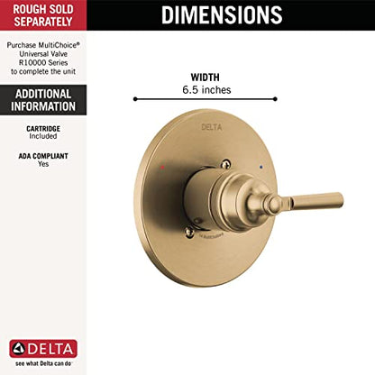 Delta Saylor 14 Series Single-Function Valve Trim Kit, Brushed Gold Handle Set for Shower Faucet System, Champagne Bronze T14035-CZ (Valve Not Included) - color: Champagne Bronze