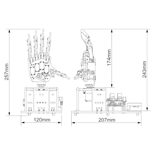 Robot Hand with Arduino Open Source AI Bionic Robotic Hand Five Fingers Solely Movement Mechanical Arm DIY Smart Robot & Engineering Kits, Science/Coding/Programming Set, Starter Kit
