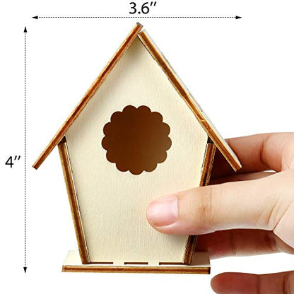 Outus 12 Pcs Wooden Birdhouse Kits, 4 Shapes, Classic Style, 3.6×4 Inch - style: Classic