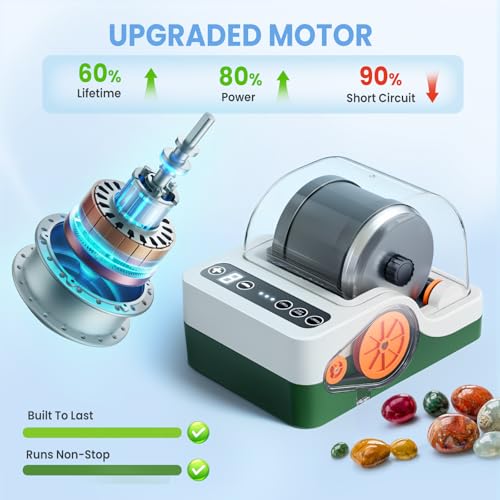 Flooyes Ultra Quiet Rock Tumbler Kit, STEM Science Kit for Kids, Adults - color: Green