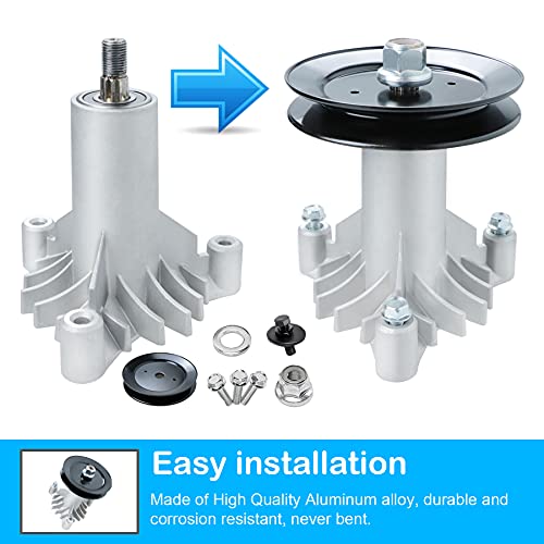 42 Inch Mower Parts 130794 Spindles Deck Rebuild Kit Fits for LT1000 LT2000 YTH1842 DYT4000 AYP Craftsman Poulan Husqvarna with 2 Pulleys 173436, 95" Deck Belt 144959 - size: 2 Spindle+2 pulley+1 belt