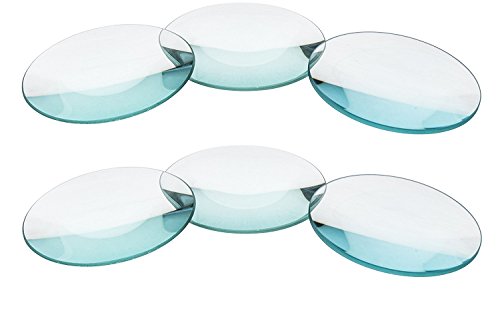 EISCO 6pc Optical Lens Set, 2" (50mm) Diameter - 3 Double Convex Lens & 3 Double Concave Lens - 200mm, 300mm, 500mm Focal Lengths - Optically True Glass - Ground, Beveled Edges