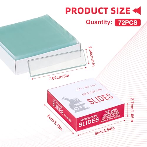 Microscope Slides, 75 x 25mm, Plain Slides, 72 Pcs/Pack - color: Clear, size: 72PCS