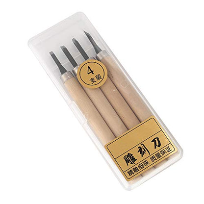 HEEPDD 4Pcs Wood Carving Tool, Rubber Stamp Carving Knife Manual Sharpener