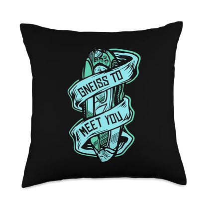 Best Rocks And Minerals Guide Kit Collection Gifts Gneiss to Meet You Geologist Rockhounding Mineral Collector Throw Pillow, 18x18, Multicolor - size: 18x18