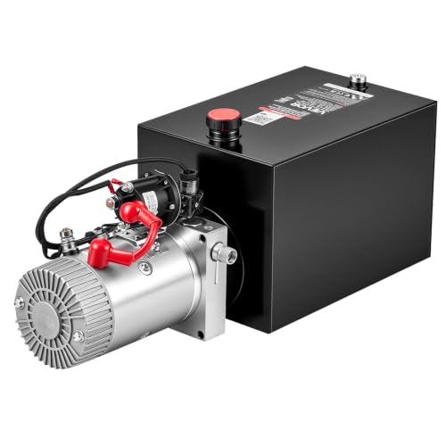 VEVOR 12 Quart Hydraulic Pump, Single Acting Hydraulic Power Unit, 3200 PSI Max Relief Pressure, 0.91 GPM Flow Rate, DC12V 1.6KW Power Unit for Dump Trailer Car Lifting (Horizontal Installation) - size: 12 Quart, style: Single Acting