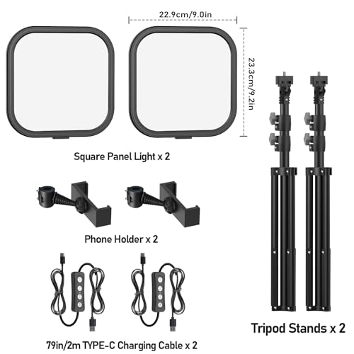 2Pack LED Video Light Kit, Hagibis 15W Photography Lighting Kit, 78" Dimmable Studio Lights with Tripod, 2500-8500K Stream Light for Video Recording, Game Streaming, Photography, Tiktok, YouTube