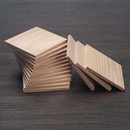 4″ X 4″ Wood Squares Wooden Blocks for Crafts 1/4″ Thick, Blank Wood Blocks Pieces Planks for Crafting, Unfinished Wooden Board for Paintings, DIY Plaques & Signs, Woodworking, Architectural Models - size: 4″x4″x1/4″ - 16PCS