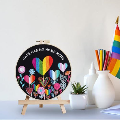 Louise Maelys LGBT Love Embroidery Kit for Beginners, Flower Pattern - color: kit-25