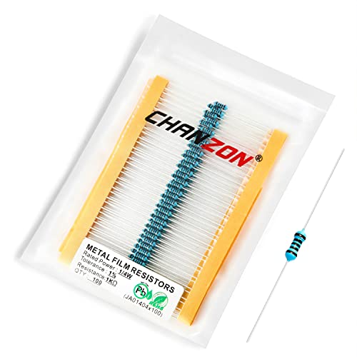 Chanzon 100pcs 1/4W (0.25W) 1000 Ω ohm Metal Film Fixed Resistor - size: [1-4ZC04] 1K ohm