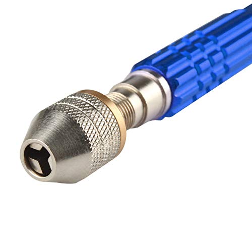 Larcele Pin Vise Drill, 3 Jaw Chuck Capacity 0" to 1/8" SDZKQ-02 (Blue) - color: Blue