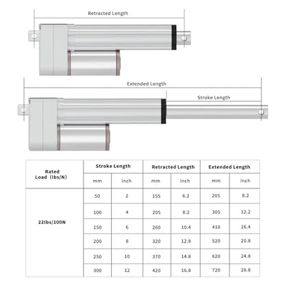 250mm 100N Electric Linear Actuator Motor, 12V High Load 22lbs Linear Actuators 51mm/s Linear Actuator Stroke with Mounting Bracket - size: 10", style: 22lbs
