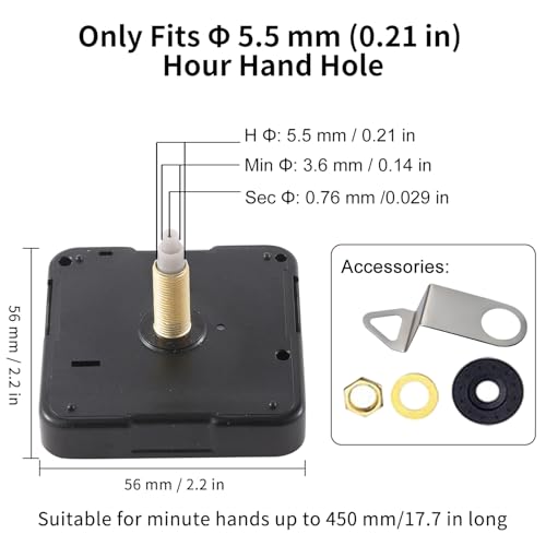 EMOON 2-Pack Quartz Clock Movement Replacement, Battery Operated Silent Clock Mechanism Kit for DIY Wall Clock Repair & Custom Clocks,Total Shaft Length 13 mm & 20 mm - size: Total Shaft Length 13MM+20MM