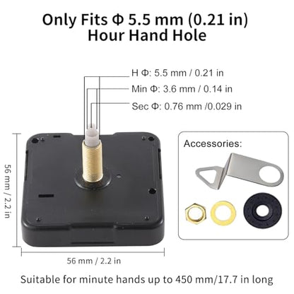EMOON 2-Pack Quartz Clock Movement Replacement, Battery Operated Silent Clock Mechanism Kit for DIY Wall Clock Repair & Custom Clocks,Total Shaft Length 13 mm & 20 mm - size: Total Shaft Length 13MM+20MM