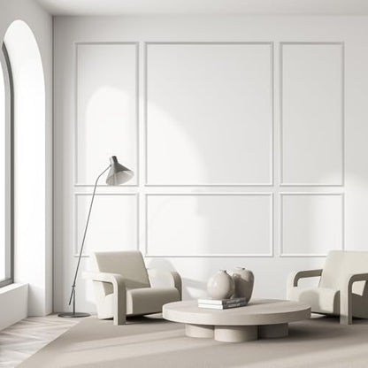 Peel and Stick Wall Molding Kit Set of 6 Frames - color: White