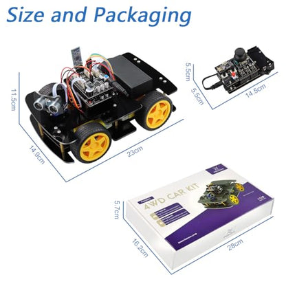 Freenove 4WD Car Kit with Remote (Compatible with Arduino IDE), Line Tracking, Obstacle Avoidance, Wireless Control App, Ultrasonic Sensor Motor Servo - color: With Remote