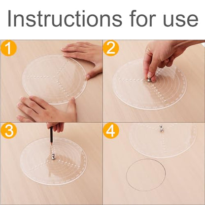 12" / 300mm Round Center Finder Tool Compass Acrylic with Centering Needle for Irregular Shapes, Drawing Circles on Wood, Poster Board, Plastic, Measuring Tools for Wood Lathe, Woodworking, Carpenter