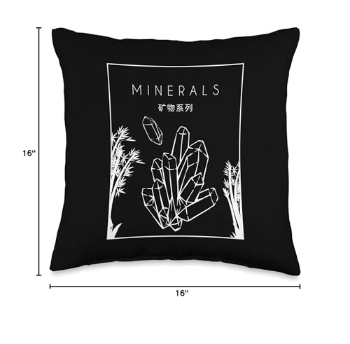 Best Rocks And Minerals Kit Guide Collection Gifts Chinese Hanzi Geologist Mineral Collector Throw Pillow, 16x16, Multicolor - size: 16x16