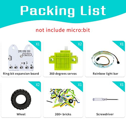 ELECFREAKS microbit Ring:bit 6-in-1 Starter Kit, Programmable Makecode Coding Learning Kit with 200+ Building Blocks(Without Micro:bit) (Pack of 5) - size: Small (Pack of 5)