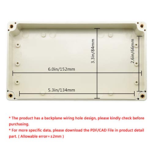 LeMotech ABS Plastic Junction Box Dustproof Waterproof IP65 Electrical Enclosure Box Universal Project Enclosure Grey with PC Transparent Clear Cover6.2 x 3.5 x 2.3 inch(158 x90 x60 mm) - size: 6.2"x3.5"x2.3"