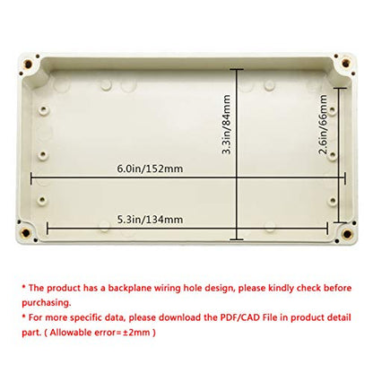 LeMotech ABS Plastic Junction Box Dustproof Waterproof IP65 Electrical Enclosure Box Universal Project Enclosure Grey with PC Transparent Clear Cover6.2 x 3.5 x 2.3 inch(158 x90 x60 mm) - size: 6.2"x3.5"x2.3"