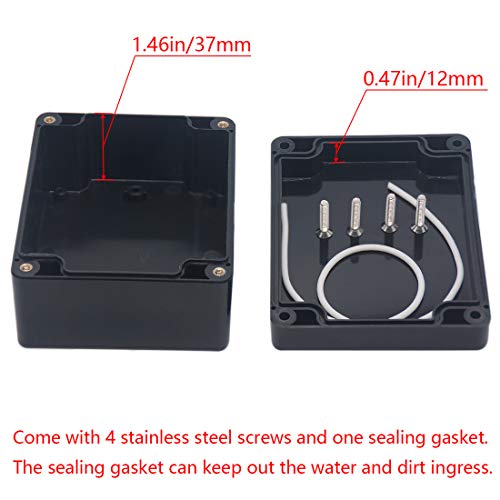 Junction Box IP65 Waterproof ABS Plastic Electrical Project Case Power Junction Boxes, Project Box with 4 PCS M16 Cable Glands 4.53x3.54x2.17 inch (115 x 90 x 55 mm) - color: Black, size: 4.53"x3.54"x2.17"