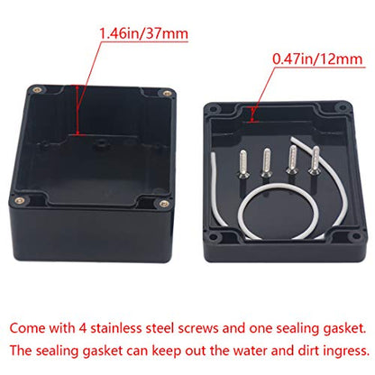 Junction Box IP65 Waterproof ABS Plastic Electrical Project Case Power Junction Boxes, Project Box with 4 PCS M16 Cable Glands 4.53x3.54x2.17 inch (115 x 90 x 55 mm) - color: Black, size: 4.53"x3.54"x2.17"