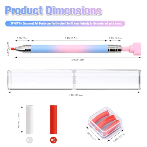 ZYNERY Diamond Art Pen, Diamond Painting Pens Refillable, Glue Clay Pens for Rhinestones, Gem Art Rhinestone Picker Tool for 5D Gem Painting Includes 6 Glue Clay Refills (Pink-Blue) - color: Pink-blue Pen + 6 Glue