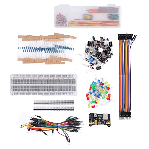 Electronics Component Kit, 400 Assorted Components with Power Module USB Cable, Assorted Electronics Kit, Complete for R3 Prototyping, for Students, Hobbyists, DIY Projects