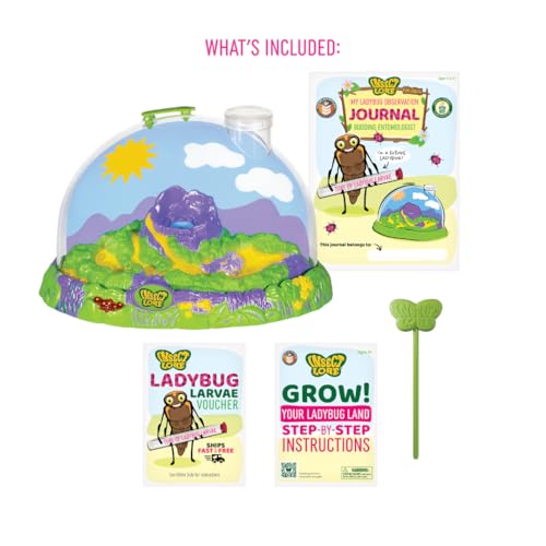 Insect Lore Ladybug Land with Prepaid Voucher - Redeem Voucher for 10-15 Native Ladybug Larvae - Diorama Style Ladybug Habitat for Kids - Observe, Raise, & Release Adult Ladybugs