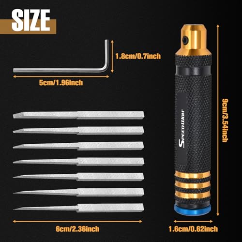 SPEEDWOX Model Scriber Chisel Model Scriber Cutting Tool 7-In-1 Scriberes Kit with 7 Blades (0.1/0.2/0.4/0.6/0.8/1.0/2.0mm) Tungsten steel Blades for Modeling Hobby, Car and Airplane Kits, Bonsai