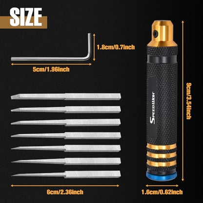 SPEEDWOX Model Scriber Chisel Model Scriber Cutting Tool 7-In-1 Scriberes Kit with 7 Blades (0.1/0.2/0.4/0.6/0.8/1.0/2.0mm) Tungsten steel Blades for Modeling Hobby, Car and Airplane Kits, Bonsai