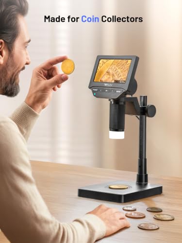 TOMLOV DM4W Microscope with Weighing Scale: 4.3" Digital Coin Microscope with Screen, Error Coin Magnifier with Lights, Weight Scale for Collectors, Jeweler, Students, Compatible with Windows/Mac - size: 4.3-inch