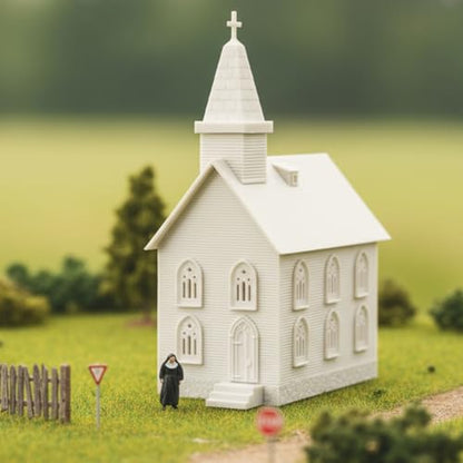 HO Scale Model Blank Church Kit Unassembled House for Model Train Layout Diorama JZHO6875JJ
