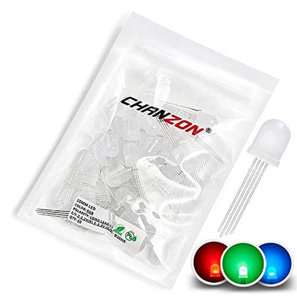 CHANZON 50 pcs 10mm RGB Multicolor Diffused LED Diode Lights Common Cathode - color: K) Rgb (Common Cathode) (50pcs)