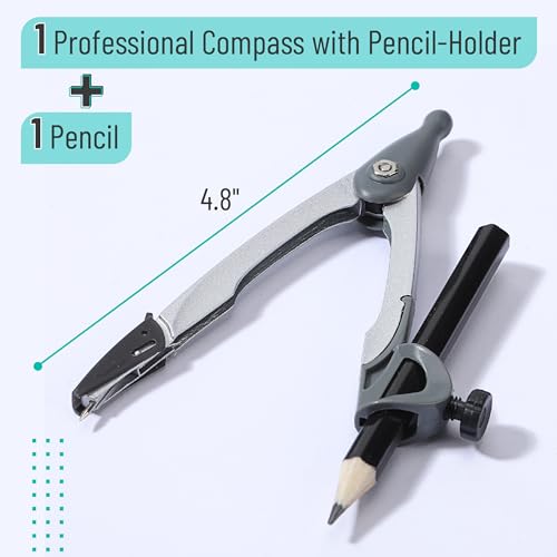 Mr. Pen- Geometry Compass, 4.8", Precision Drafting Compass with Pencil