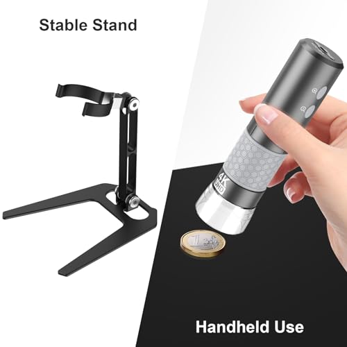 Jiusion 4K 50-1000x WiFi USB Digital Handheld Microscope with Metal Stand - color: Grey