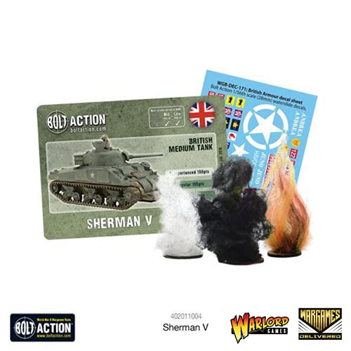 Wargames Delivered - Warlord Games Bolt Action Sherman Tank - British Army 28mm WWII Miniature Tank Set for Tabletop Wargaming - color: Sherman V