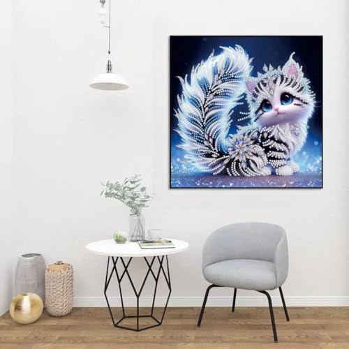 Cat Special Shape Diamond Art Kits for Adults,Gem Art For Adults 12 x 12in - color: YP117