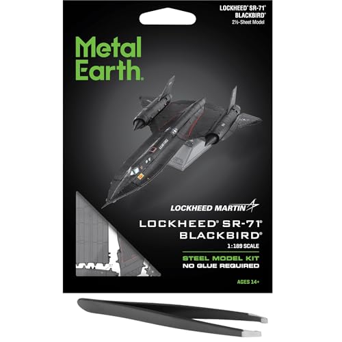 Fascinations Metal Earth SR-71 Blackbird Color 3D Metal Model Kit Bundle with Tweezers