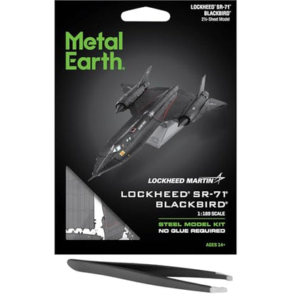 Fascinations Metal Earth SR-71 Blackbird Color 3D Metal Model Kit Bundle with Tweezers