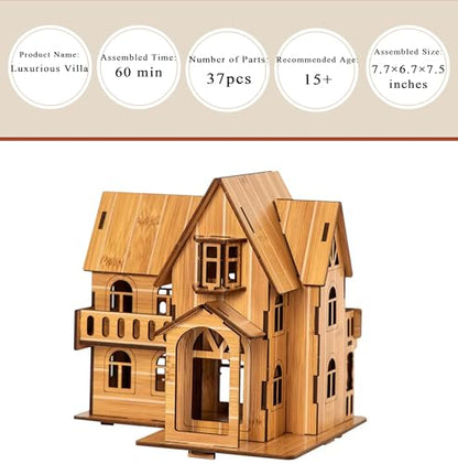 Log Cabin 3D Wooden House Puzzle,DIY Mini Building Model Kit，009 - color: 009